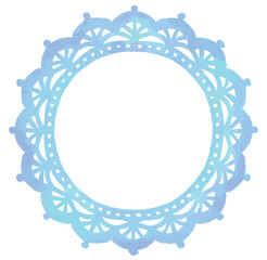 アンティークなレース(ドイリー)風フレーム。水彩風、ベクター素材