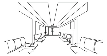Fototapeta premium continuous line drawing of hospital corridor waiting area - PNG image with transparent background