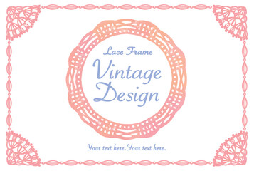 Naklejka premium アンティークなレース風フレームを使ったデザイン・テンプレート。水彩風、ベクター素材