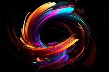Foto op Canvas Colorful swirl spiral, vivid vortex, over dark background . Design element for posters and banners. © Лилия Захарчук