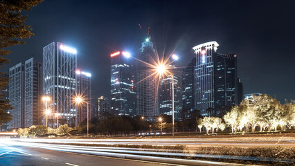 Fototapeta na wymiar Shenzhen city night scene writing
