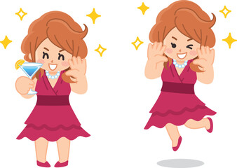 カクテルを持った水商売の女性　キャバ嬢　キャバクラ　スナック