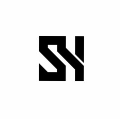 sh hs h s initial letter monogram logo isolated on white background