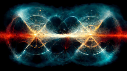 A Mysterious, Futurist, Majestic, Strange Entanglement Nuclear Fusion Quantum  Phenomenon, AI Generated Illustration