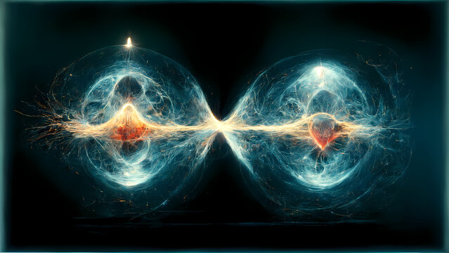 A Mysterious, Futurist, Majestic, Strange Entanglement Nuclear Fusion Quantum  Phenomenon, AI Generated Illustration