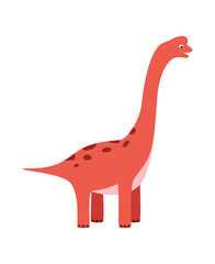 Cartoon funny dinosaur. Vector illustration of cute dinosaur character. Isolated on white.