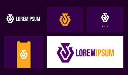 Letter S V logo design. creative minimal monochrome monogram symbol. Universal elegant vector emblem. Premium business logotype. Graphic alphabet symbol for corporate identity