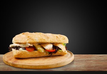 Tasty fresh sandwich dish with meat and vegetables