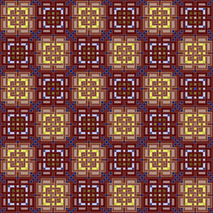 Seamless, Vector Image of Interlocking Rectangular Shapes and Crosses Forming a Repeating Pattern in Cherry Yellow Tones. Can Be Used in Design and Textiles