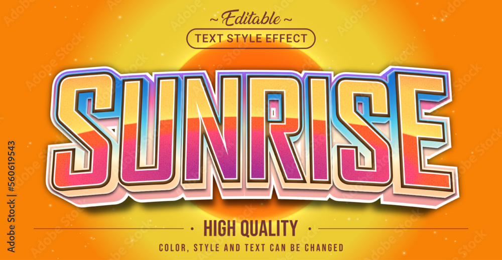 Aufkleber editable text style effect - sunrise text style theme.