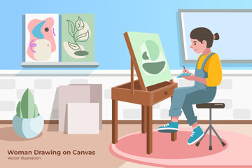 Woman Drawing on Canvas 