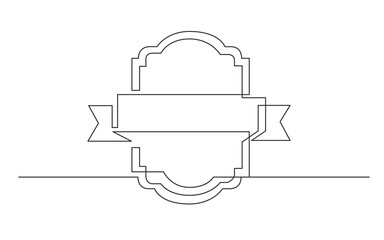 continuous line drawing ribbon prize label - PNG image with transparent background