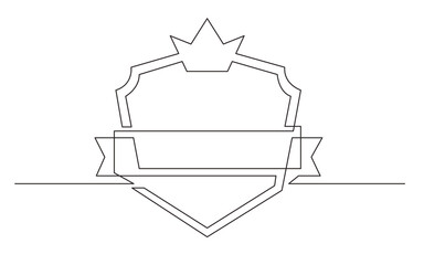continuous line drawing ribbon shield crown frame design 1 - PNG image with transparent background