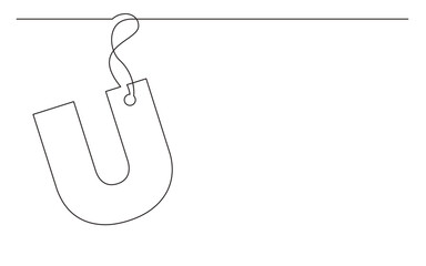 continuous line drawing tag label alphabet letter design u - PNG image with transparent background © OneLineStock