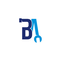 Letters BA Pipe and Wrench Logo Design 001