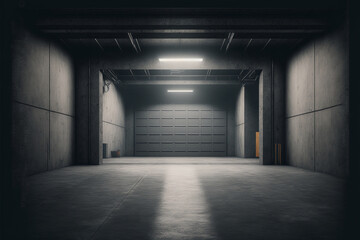 Grunge Studio Showroom Big Empty Steel Concrete Hangar Warehouse ,GENERATIVE AI