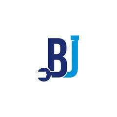 Letters BJ Pipe and Wrench Logo Design 001