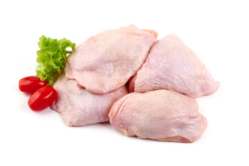 Raw chicken leg quarters, isolated on white background. High resolution image.