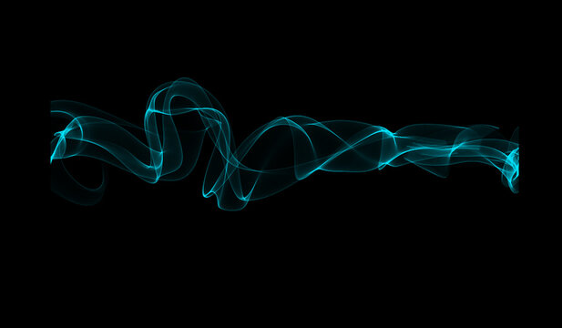 Abstract blue color puffs of smoke swirl overlay on transparent background. Royalty high-quality free stock PNG image of abstract smoke overlays on black backgrounds. Turquoise smoke swirls fragments