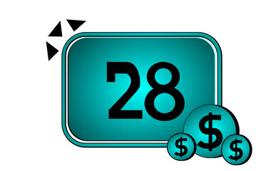 28 dollar,twenty eight dollar inside the blue rectangle