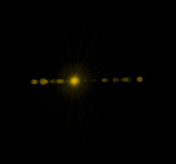 Overlay, flare light transition, effects sunlight, lens flare, light leaks. High-quality stock image of warm sun rays light, overlays or golden flare isolated on transparent background for design