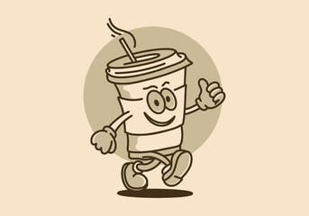 Illustration design of walking coffee cup