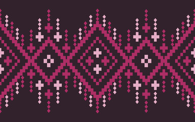 Pink Cross stitch colorful geometric traditional ethnic pattern Ikat seamless pattern abstract design for fabric print cloth dress carpet curtains and sarong Aztec African Indian Indonesian 