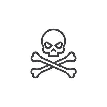 Skull and crossbones line icon