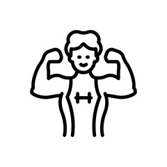 Black line icon for strong