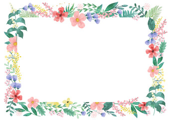 Floral and leaf card. watercolor design. For banners, posters, invitations, etc.