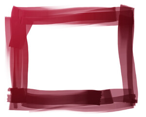 Viva magenta roughly painted textured frame with copy space for overlaid objects, social media postings, cards, emails and wide range of projects. Abstract strokes for embellishment.