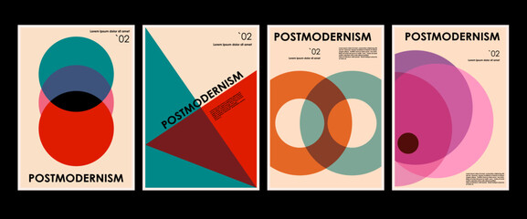 Artworks, posters inspired postmodern of vector abstract dynamic symbols with bold geometric shapes, useful for web background, poster art design, magazine front page, hi-tech print, cover artwork. - 560627105