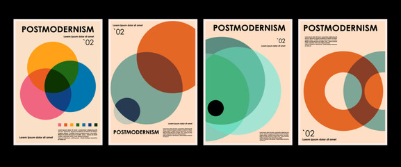 Artworks, posters inspired postmodern of vector abstract dynamic symbols with bold geometric shapes, useful for web background, poster art design, magazine front page, hi-tech print, cover artwork. - 560627172