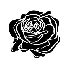 Black silhouette of rose template for decor.