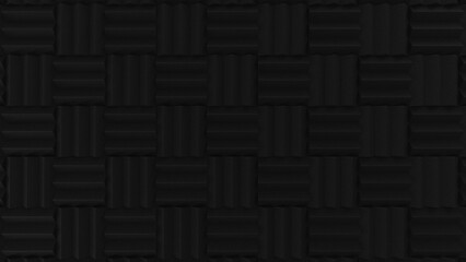 sound absorbing foam, black square background made by 3d rendering of sound absorbing foam