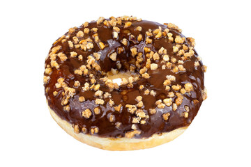 Doughnuts isolated on white background. Colourful donut over white with clipping path. Full Depth of field.