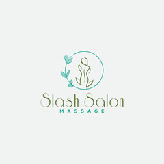 slash salon logo, beauty logo, vintage and business logo design in vector template.