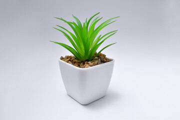 plastic green plants in pots for home decoration