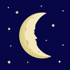Naklejka premium Moon face. Moon eclipse