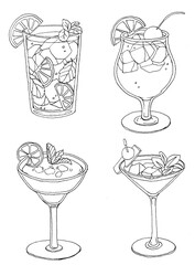 Cocktail sketch drawn by pen