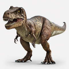 Tyrannosaurus Rex on white background. Image generated with generative AI
