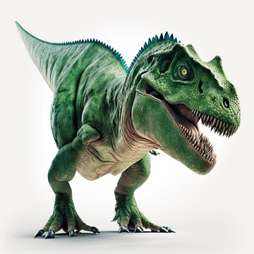 Tyrannosaurus Rex on white background. Image generated with generative AI