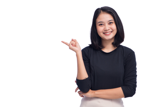 Young Business Woman Pointing on Isolated