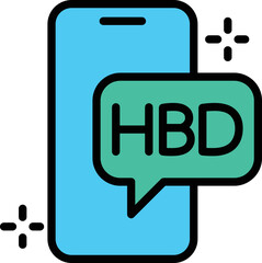 Happy Birthday Mobile Vector Icon
