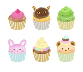 Cute cupcake hand drawings