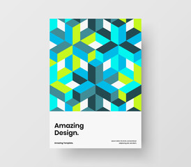 Vivid annual report A4 vector design illustration. Amazing geometric hexagons brochure template.