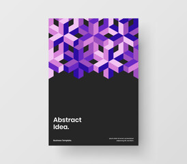 Unique geometric pattern catalog cover layout. Vivid poster A4 vector design template.