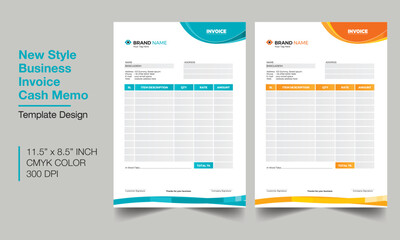 New Style Business Invoice Cash Memo Template Design / 2