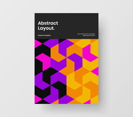 Colorful front page design vector concept. Premium geometric tiles leaflet layout.