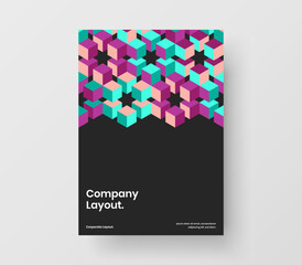 Simple placard design vector template. Vivid mosaic shapes company brochure illustration.